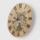 White Garden Flowers Wall Clock Große Wanduhr (Winkel)