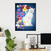 White Garden Kitty Poster (Heimbüro)