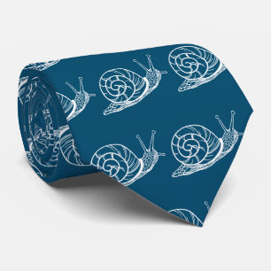White Garden Snails Muster Blau Krawatte