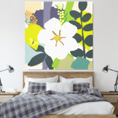 White Gardenia Abstrakt Florals Farbblock Moderner Leinwanddruck (Insitu (Schlafzimmer))