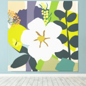 White Gardenia Abstrakt Florals Farbblock Moderner Leinwanddruck (Insitu (Holzboden))