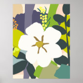 White Gardenia Abstrakt Florals Farbblock Moderner Poster (Vorne)