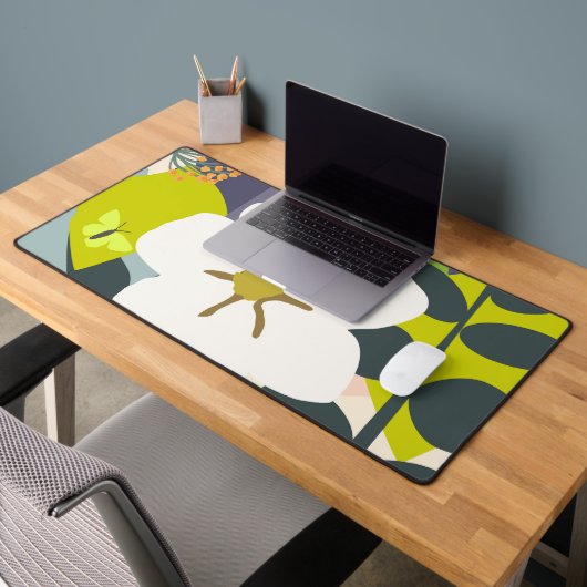 White Gardenia Abstrakt Florals Farbblock Moderner Schreibtischunterlage (Büro 2)