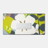 White Gardenia Abstrakt Florals Farbblock Moderner Schreibtischunterlage (Tastatur & Maus)