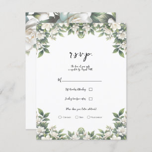 White Gardenia Blume Elegante Blumenhochzeit RSVP Einladung