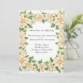 White Gardenia Floral Wedding Einladung (Stehend Vorderseite)