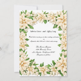White Gardenia Floral Wedding Einladung