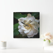 White Gardenia Quadratische Wanduhr (Zuhause)