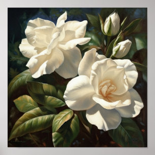 White Gardenias Blume Art Print Poster