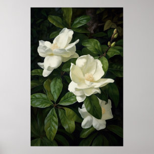 White Gardenias Blume Art Print Poster