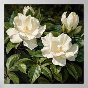 White Gardenias Blume Art Print Poster