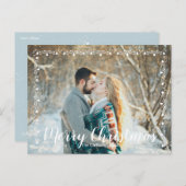 White Garland Trim & Script Frohe Weihnachten Postkarte (Vorne/Hinten)