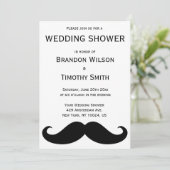 White Gay Polterabend lädt mit Mustache ein Einladung (Stehend Vorderseite)