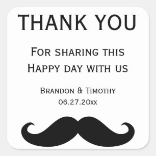White Gay Wedding Stickers mit Mustache