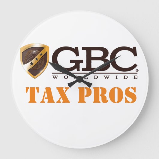 White GBC Tax Pros Wall Clock Große Wanduhr (Vorderseite)