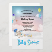 White Gelb Blue Balloon Es ist eine Boy Baby Dusch Einladung (Vorne/Hinten)