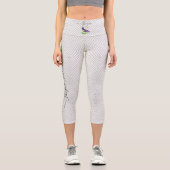 White Geometric Diamond: Benutzerdefinierter Text Capri Leggings (Vorderseite)