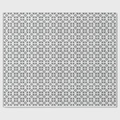 White Geometric Floral on Gray Geschenkpapier (Flach)