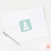 White Geometric Tree on Mint Green, Your Monogram Quadratischer Aufkleber (Umschlag)