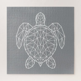 White Geometric Wireframe Sea Turtle Puzzle