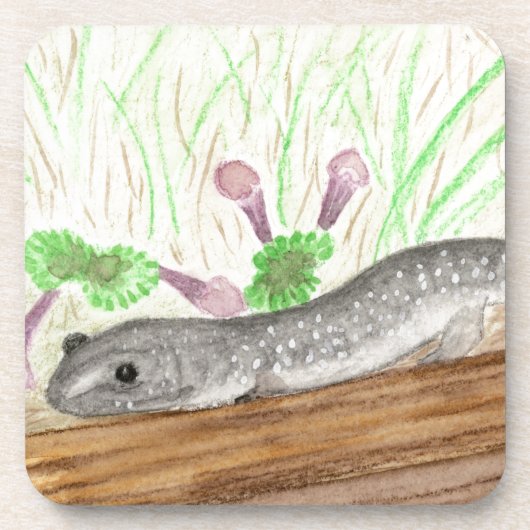 White Gepunktet Gray Salamander Getränkeuntersetzer (Vorderseite)