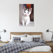 White Gepunktet Kitty Leinwanddruck (Insitu (Schlafzimmer))