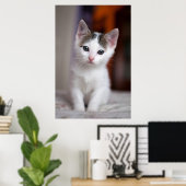 White Gepunktet Kitty Poster (Heimbüro)