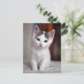 White Gepunktet Kitty Postkarte (Stehend Vorderseite)