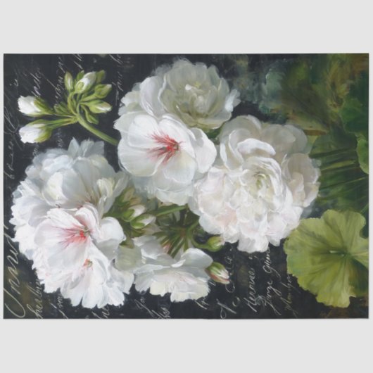 White Geranium Blume Decoupage Seidenpapier (Vorderseite)