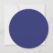 White Geranium & Navy Blue Accent Round Wedding Einladung (Rückseite)