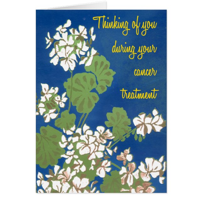 White Geraniums on Blue Cancer Treatment Support (Vorne)