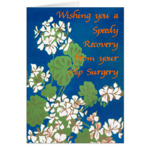 White Geraniums on Blue Get Well Angesagt Operatio