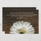White Gerbera & Barnwood Rustic Wedding Einladung (Vorne/Hinten)