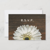 White Gerbera & Barnwood Rustic Wedding RSVP (Vorderseite)