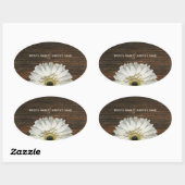 White Gerbera Daisy & Barnwood Wedding Sticker (Blatt)