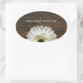 White Gerbera Daisy & Barnwood Wedding Sticker (Tasche)