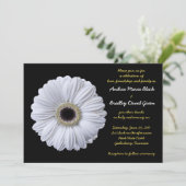 White Gerbera Daisy Black Wedding Einladung (Stehend Vorderseite)