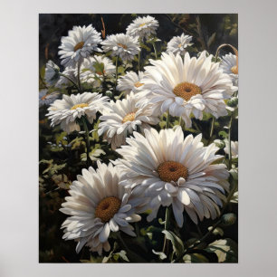 White Gerbera Daisy Blume Art Print Poster