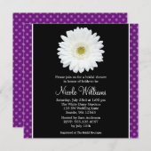 White Gerbera Daisy Lila Polka Dot Brautparty Einladung (Vorne/Hinten)