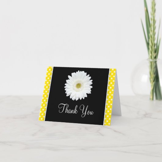 White Gerbera Daisy Yellow Polka Danke (Vorderseite)