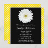 White Gerbera Daisy Yellow Polka Dot Baby Dusche Einladung (Vorne/Hinten)