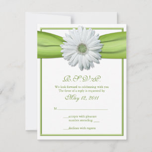 White Gerbera mit Green Ribbon Repcard RSVP Karte