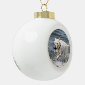 White German Shepard am George Lake Keramik Kugel-Ornament (Links)