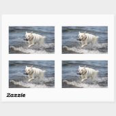 White German Shepard am George Lake Rechteckiger Aufkleber (Blatt)
