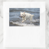 White German Shepard am George Lake Rechteckiger Aufkleber (Tasche)