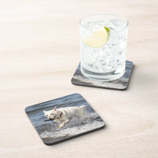 White German Shepard am George Lake Untersetzer (Rechte Seite)