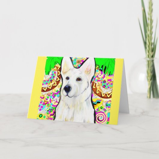 White German Shepherd Bling Feiertagskarte (Vorderseite)