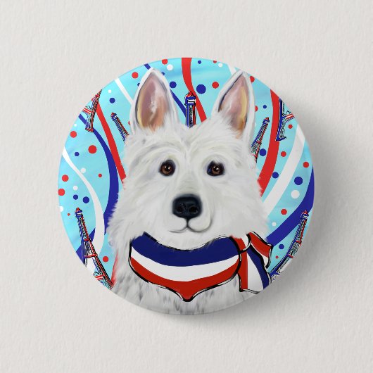 White German Shepherd Button (Vorderseite)