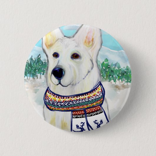 White German Shepherd Button (Vorderseite)