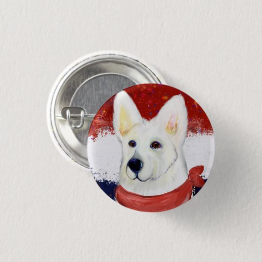White German Shepherd Button (Vorne & Hinten)